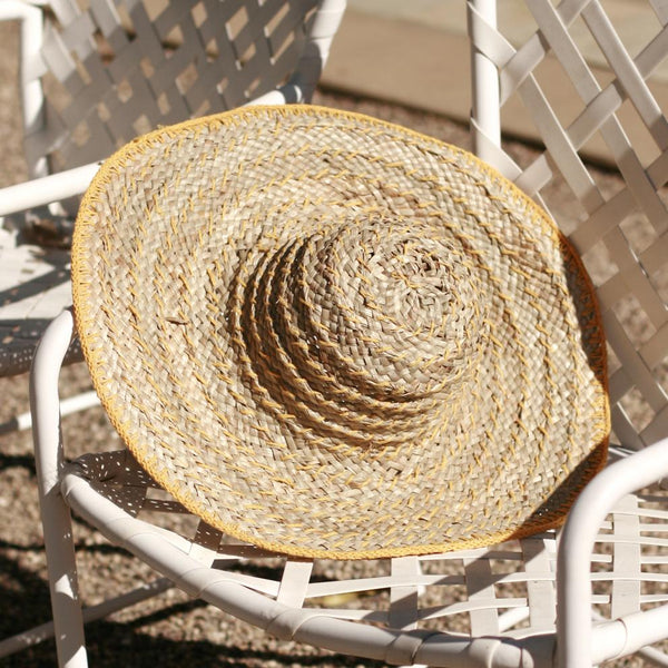 Balinese Pecatu Wide Round Straw Hat In Butter Yellow - My Store