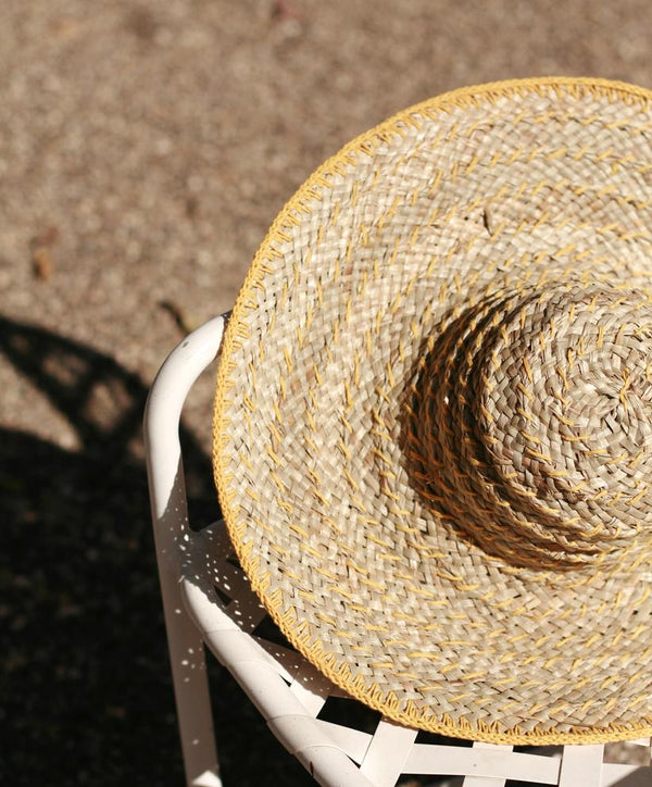 Balinese Pecatu Wide Round Straw Hat In Butter Yellow - My Store