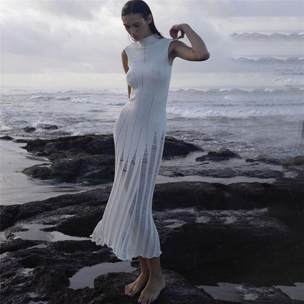 Women's Sleeveless High-Neck Knit Dress - My Store