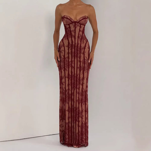 Women's Strapless Backless Bodycon Maxi Dress - My Store