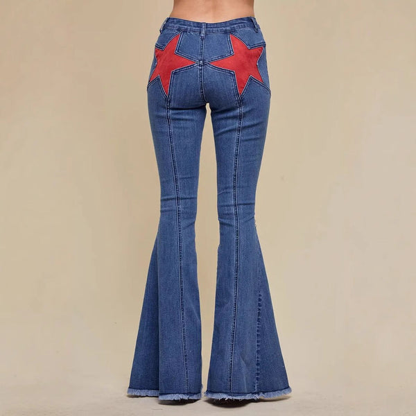 Women's Star Patch Stretch Jeans - My Store