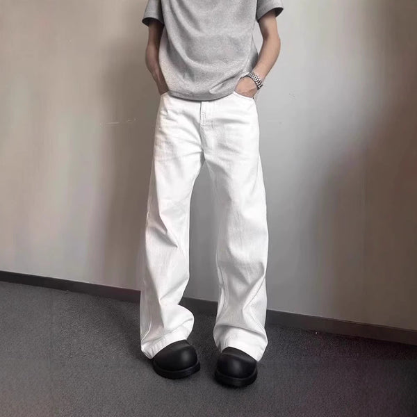 Men white wide leg jeans - My Store