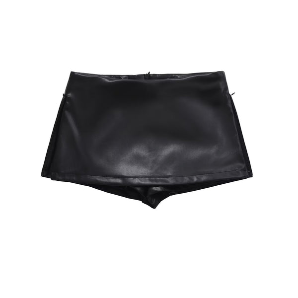 Women's Low Waist PU Leather Mini Skirt - My Store