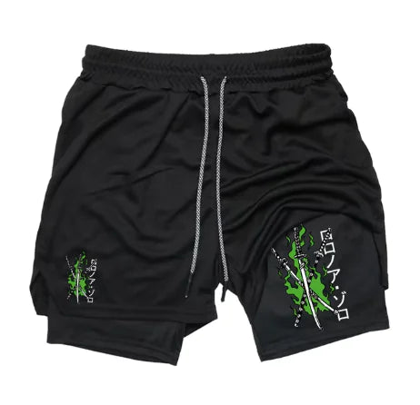 Print 2 in 1 Running Shorts for Men Gym - LEATHERS AND FEATHERS