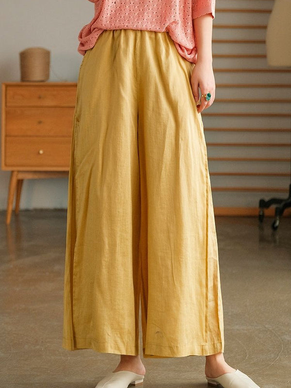 Women's Hemp Wide-Leg Cropped Pants - My Store