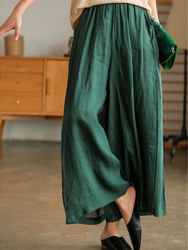 Women's Hemp Wide-Leg Cropped Pants - My Store