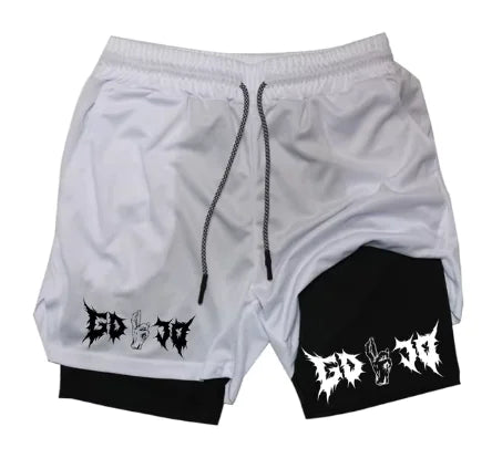 Print 2 in 1 Running Shorts for Men Gym - LEATHERS AND FEATHERS