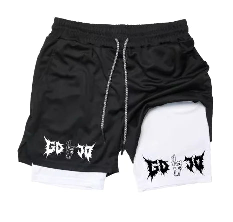 Print 2 in 1 Running Shorts for Men Gym - LEATHERS AND FEATHERS