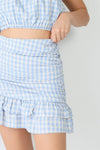 Plaid Cotton Strapless Crop Top & High Waist Flare Hem Mini Skirt Set - My Store