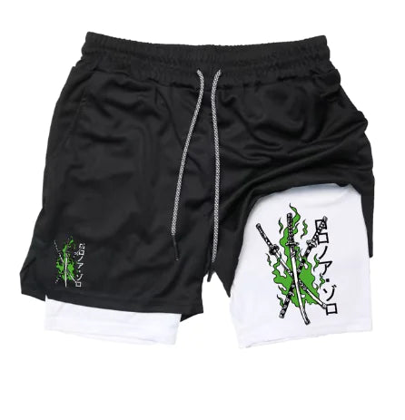 Print 2 in 1 Running Shorts for Men Gym - LEATHERS AND FEATHERS