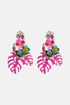 Leaf & Flower Shape Zinc Alloy Dangle Earrings - LEATHERS AND FEATHERS