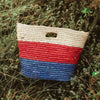 SAYAN Raffia Tote Bag, in Red & Blue - LEATHERS AND FEATHERS