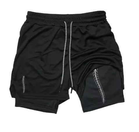 Print 2 in 1 Running Shorts for Men Gym - LEATHERS AND FEATHERS