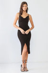 Black Cowl Neck Strappy Wrap Hem Midi Dress - LEATHERS AND FEATHERS
