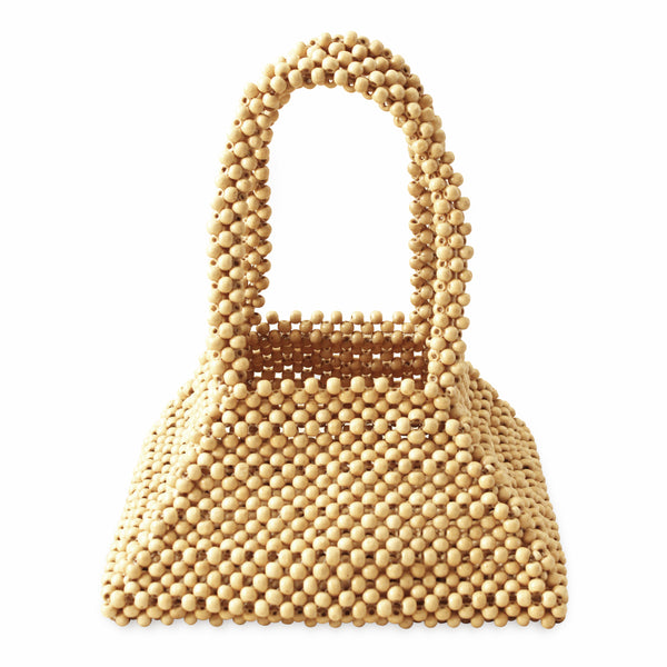 PYRAMID Beaded Tote Bag in Nude Beige - LEATHERS AND FEATHERS