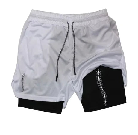 Print 2 in 1 Running Shorts for Men Gym - LEATHERS AND FEATHERS
