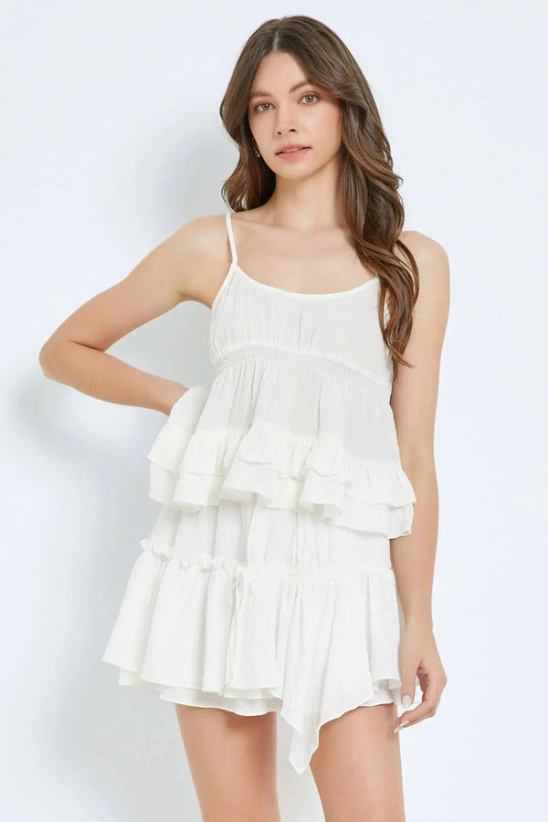 Linen Boho Ruffle Tiered Crop Top - LEATHERS AND FEATHERS