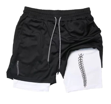 Print 2 in 1 Running Shorts for Men Gym - LEATHERS AND FEATHERS