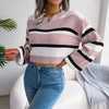 Ins Style Autumn And Winter Casual Striped Long-Sleeved Open-Neck Knit - My Store