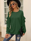 Autumn And Winter New Style Women's Casual Round Neck Sweater Pleated - My Store