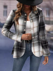 Plaid Button Up Long Sleeve Jacket - My Store