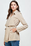 Draped Collar Trench Coat Jacket Top - My Store