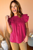 Black Smocked Ruffle Sleeve Blouse - My Store