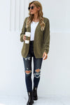 Fashion Olive Chunky Wide Long Sleeve Knit Cardigan - My Store