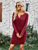 Quarter Snap Long Sleeve Textured Dress - My Store