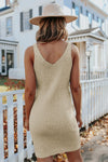 Khaki V Neck Sleeveless Ribbed Mini Dress - My Store