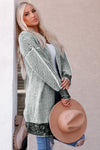 Gray Plaid Knitted Long Open Front Cardigan - My Store