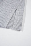 Light Grey Oversized V Neck Drop Shoulder Sweater with Eyelet Detail - My Store