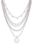 5 Layer Chain Crystal Moon Medallion Necklace