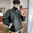 Men's Lamb Fur Leather Jacket Patchwork Autumn - My Store