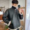 Men's Lamb Fur Leather Jacket Patchwork Autumn - My Store