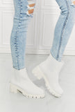 MMShoes Work For It Matte Lug Sole Chelsea Boots in White - My Store