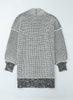 Gray Plaid Knitted Long Open Front Cardigan - My Store