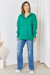 Zenana Half Snap Long Sleeve Hoodie - My Store