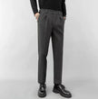 Lightly Mature Woolen Pants: Straight Slim Fit Cropped