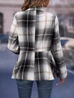 Plaid Button Up Long Sleeve Jacket - My Store