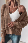 Dark Khaki Open Knit Drop Shoulder Sweater Cardigan - My Store