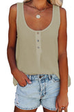 Button Textured Cotton Tank Top - My Store