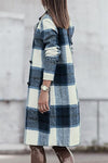 Double Take Full Size Plaid Button Up Lapel Collar Coat - LEATHERS AND FEATHERS