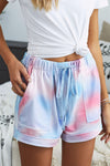 Multicolor Tie Dye Drawstring Elastic Waist Pocketed Casual Shorts - My Store