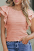 Apricot Pink Wavy Textured Ruffle Sleeve Top - My Store