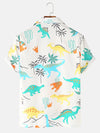 Cartoon Dinosaur Animal Printed Short Sleeve Casual Shirts - My Store