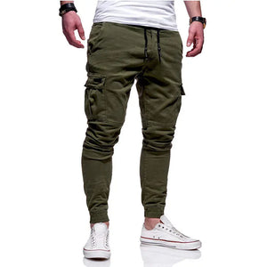 Men's Slim Fit Ankle-tied Pencil Pants with Drawstring and Side Pockets - My Store