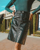 Bordeaux Faux Leather Zip Up Pencil Skirt - My Store