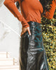 Bordeaux Faux Leather Zip Up Pencil Skirt - My Store