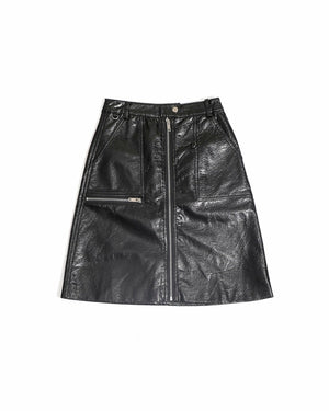 Bordeaux Faux Leather Zip Up Pencil Skirt - My Store